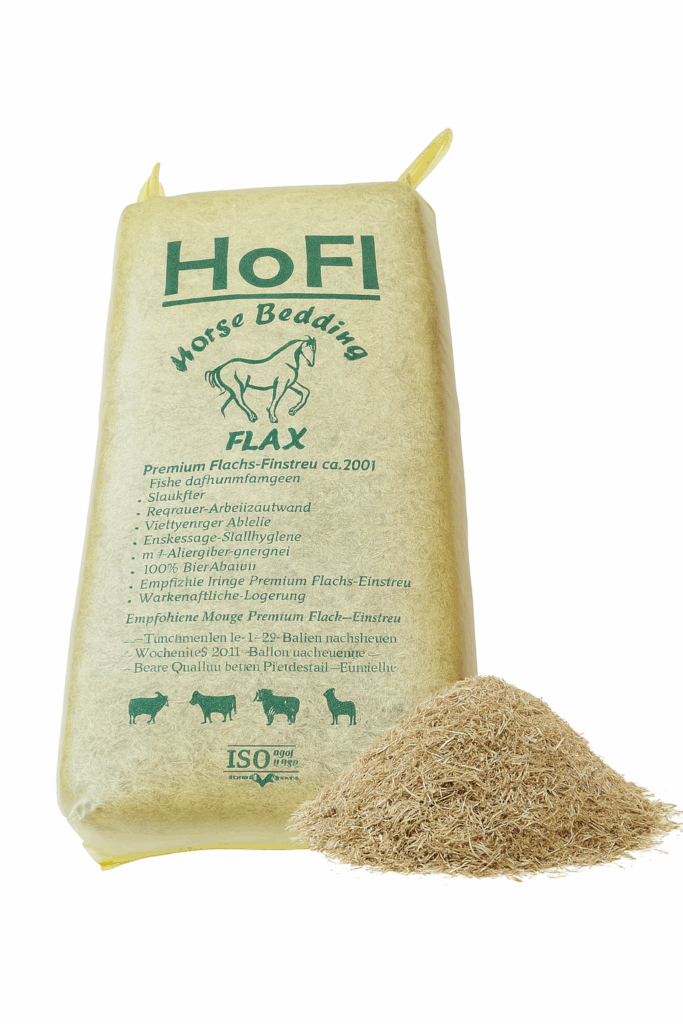 Balot ściółki lnianej wraz z pokazaniem jak wygląda